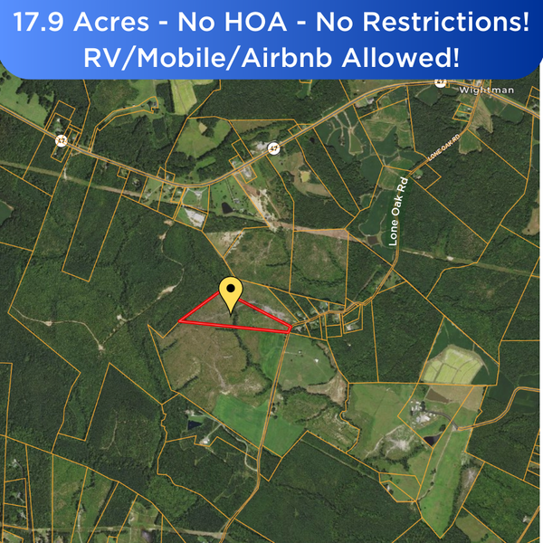 SOLD - 17.9 Acres in Mecklenburg - NO HOA - No Restrictions! RVs Mobile Vacation Rentals Allowed!