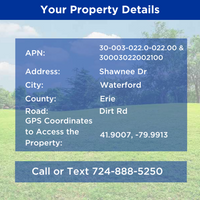 SOLD - .33 Lot - Rare Double Lot Perfect for Camping! Easy Access to French Creek and 20 minutes to Lake Erie!