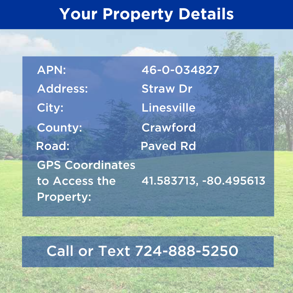 SOLD - No HOA! RV, Mobile, Modular, Flat Buildable Lot - Minutes from Pymatuning Lake!