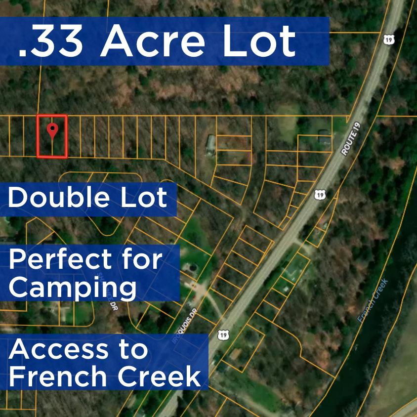 SOLD - .33 Lot - Rare Double Lot Perfect for Camping! Easy Access to French Creek and 20 minutes to Lake Erie!