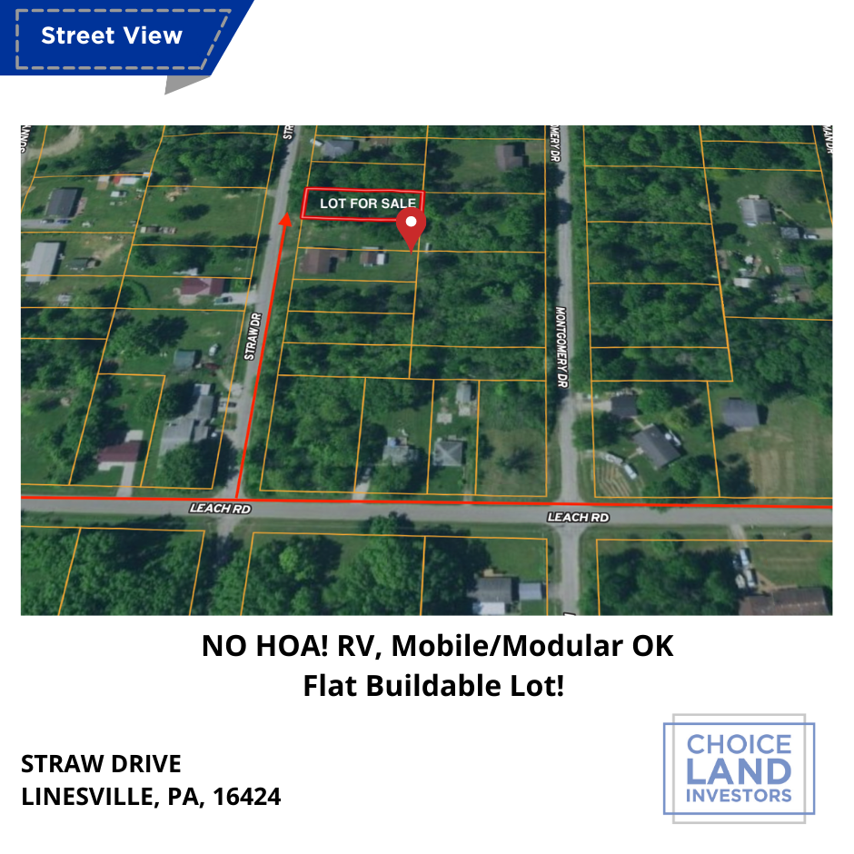 SOLD - No HOA! RV, Mobile, Modular, Flat Buildable Lot - Minutes from Pymatuning Lake!
