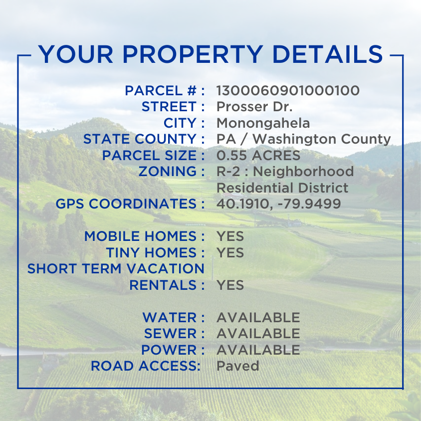 SOLD - All Utilities - 25 Miles To Pittsburgh - No HOA - Mobile, Tiny, Airbnb All OK!