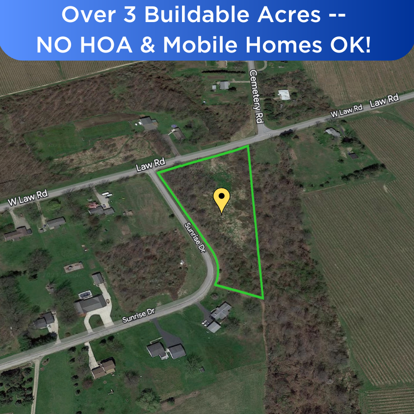 SOLD - Over 3 Buildable Acres -- NO HOA & Mobile Homes OK!