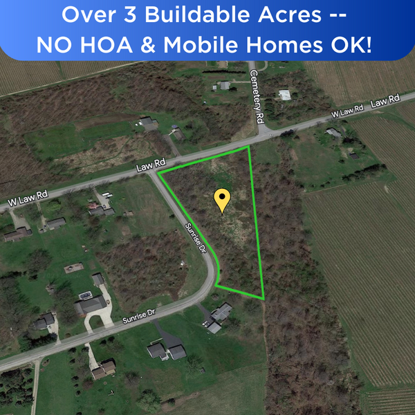 SOLD - Over 3 Buildable Acres -- NO HOA & Mobile Homes OK!